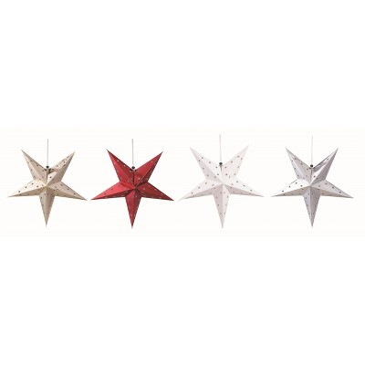 Transpac Large Foil Paper Star Set of 4 Decorative Sculptures for Holiday Floral and Christmas Decor Multicolored Accents