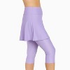 Calypsa Women's Plus Size Chlorine Resistant High Waisted Flared Swim Skort With Attached Capri Leggings - 4 of 4