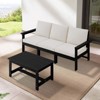 Hyleory Modern HDPE 3-Seater Sofa Set with Removable Soft Cushions and Wide Slat Coffee Table - Durable Weather-Resistant Easy-Clean Design - 2 of 4