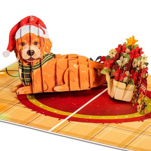 Paper Love 3D Christmas Dog Pop Up Card, 100% Recycled and Eco-Friendly, 8" x 6" Cover - With Envelope and Note Tag - 1 of 4
