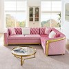 Luxury 106" Velvet L-Shaped Chesterfield Sectional Sofa with Gold Steel Accents, Tufted Design & 5 Pillows, for Living Room, Easy Assembly - 3 of 4