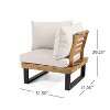 GDFStudio Raleigh Outdoor Acacia Wood 5 Seater Sectional Sofa Chat Set with Cushions, Teak/Beige - 4 of 4