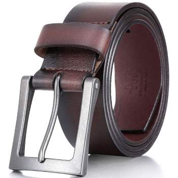 Mio Marino Men's Dual Loop Leather Belt, Mahogany Size : 40 (waist: 38 ...