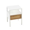 Wooakway 15.75"L 21.26"H 13.78"D Rattan End Table Side Table Nightstand with Adjustable Feet for Living Room Bedroom - 2 of 4