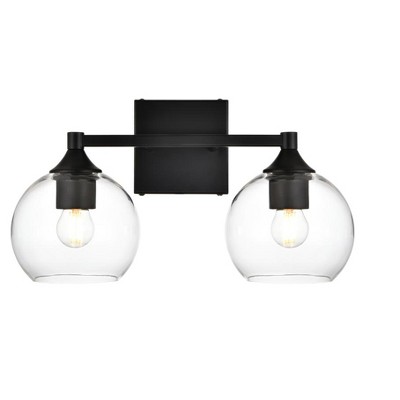 Elegant Lighting Foster 2 light Black and Clear Bath Sconce