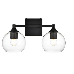 Elegant Lighting Foster 2 light Black and Clear Bath Sconce - 1 of 4