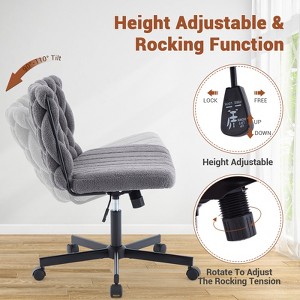 Criss Cross Chair with Wheels, Wide Seat Home Office Desk Chair, Armless Swivel Makeup Vanity Chair, Computer Task Chair for Home Office, Grey - 1 of 4