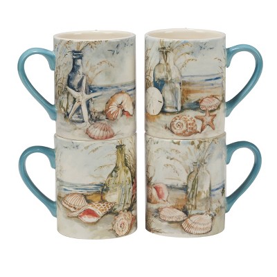 Set of 4 Coastal Landscape Assorted 16oz Mugs - Certified International
