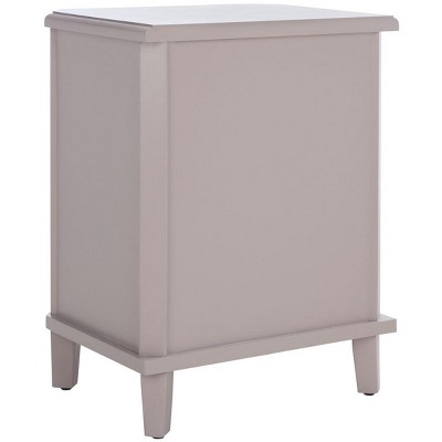 Transitional White Wood and Metal Nightstand with 3 Storage Drawers