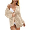 Womens Milanese Knit Cardigan Semi Sheer Lace Beach Cover Ups Open Front Cardigan Ribbed Cuff Open Front Sweater - image 3 of 4