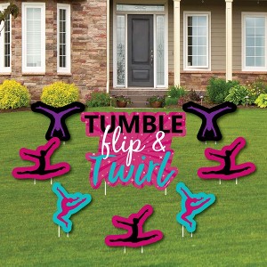 Big Dot of Happiness Tumble, Flip & Twirl - Gymnastics - Yard Sign & Outdoor Lawn Decorations - Birthday Party or Gymnast Party Yard Signs - Set of 8 - 1 of 4