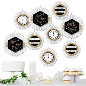 Big Dot of Happiness New Year's Eve - Gold - Hanging New Years Eve Party Tissue Decoration Kit - Paper Fans - Set of 9 - 1 of 4