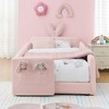 Vynxaria Twin Size Upholstered Platform Bed with Adorable Rabbit Ear Headboard & Safety Rail - 4 of 4