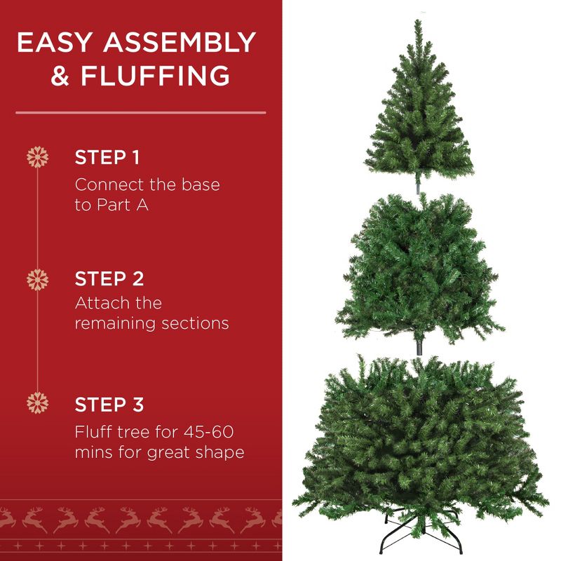 Best Choice Products Pre-Lit Spruce Artificial Christmas Tree w/ Easy Assembly, Metal Hinges & Foldable Base, 5 of 12