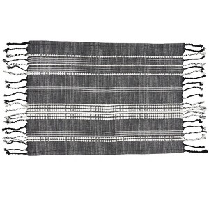 Saro Lifestyle Saro Lifestyle Table Mats With Striped Design (Set of 4), Black, 14"x20" - 1 of 4