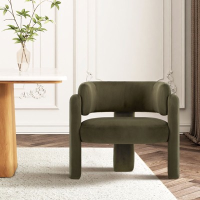 COLAMY Barrel Living Room Accent Chair, Upholstered Modern Side Armchair for Home, Bedroom