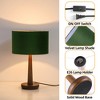 HBEZON 18.5'' Walnut Table Lamp with Green Round Velvet Shade for Bedroom, Living Room, Dining Room, Office, Study - 4 of 4