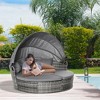 Resenkos 4 Pieces Round Rattan Daybed, Outdoor Sectional Furniture, Polyethylene Rattan, Light - 3 of 4