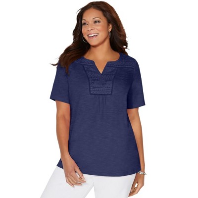 Catherines Women's Plus Size Touch Of Lace Tee