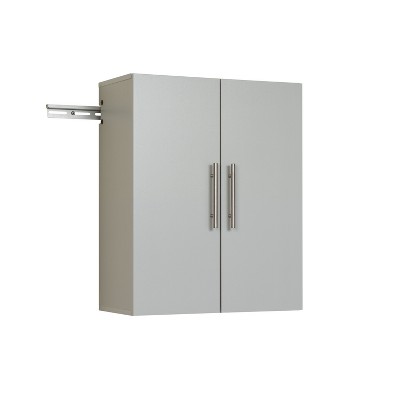 Light Gray Wall-Mounted Office Cabinet with Adjustable Shelving