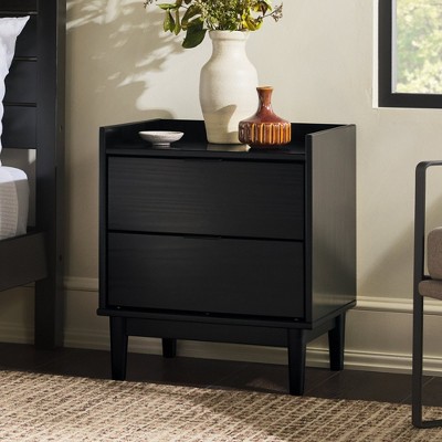Mid-Century Modern 2-Drawer Solid Wood Nightstand