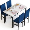 Hooseng Modern Style 5-Piece Dining Room Table And Chairs Set, Faux Marble MDF Table Top and Velvet Upholstered Chairs Dining Table Set for 4 - 4 of 4