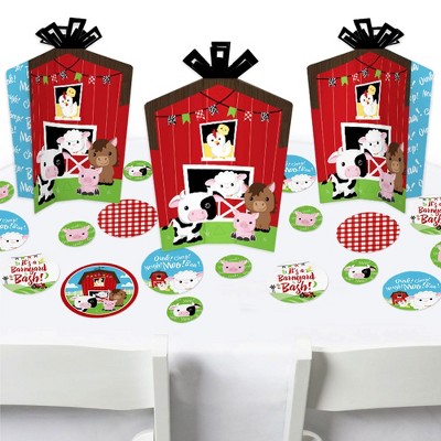 Big Dot of Happiness Farm Animals - Barnyard Baby Shower or Birthday Party Decor and Confetti - Terrific Table Centerpiece Kit - Set of 30