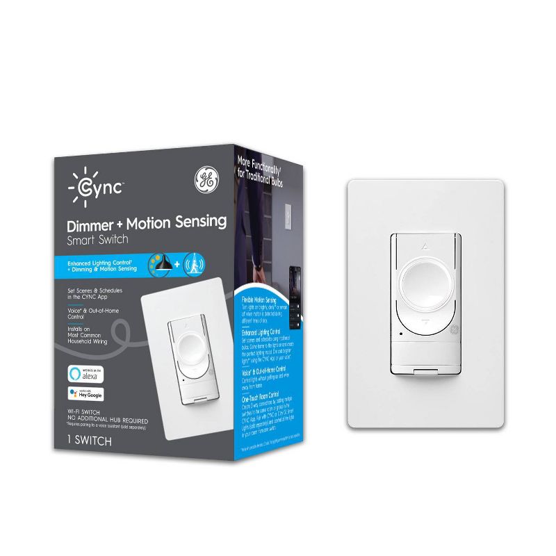 GE CYNC Smart Dimmer + Motion Sensor Light Switch, No Neutral Wire Required, 1 Pack, 4 of 14