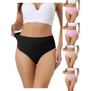 Allegra K Women's High Waist Tummy Control Stretch T-back Breathable Comfortable Thongs Multicolored - 1 of 4