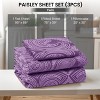 4 Piece Bed Sheets Printed Microfiber Sheet Set Ultra Soft, Easy Care Paisley Printed Sheets - Lux Decor Collection - 2 of 4