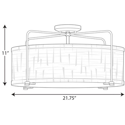 Kempsey Brushed Nickel 3-Light Semi-Flush Convertible Ceiling Light