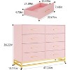 8 Drawer Dresser TV Stand for Bedroom, Modern Wooden Chest of Drawers, Wide Storage Organizer with Metal Handles & Legs, Entertainment Center, Pink - 3 of 4