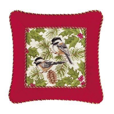 C&F Home 12" x 16" Chickadee with Cord Needlepoint Pillow