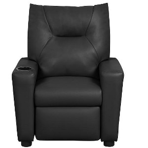 Yinvani Black PVC Child Recliner Chair with Cup Holder - 1 of 4