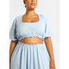 Rebdolls Women's Cyan Puff Sleeve Crop Top - 3 of 4