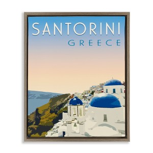Stupell Industries Vintage Santorini Cityscape Black Framed Floater Canvas Wall Art - 1 of 4