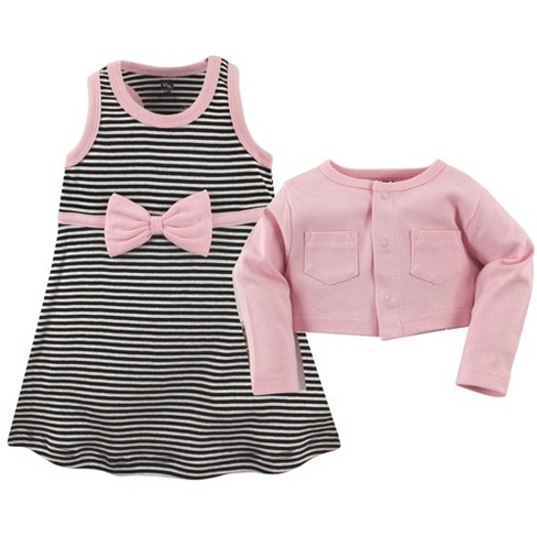 Hudson Baby Infant And Toddler Girl Cotton Dress And Cardigan 2pc Set ...