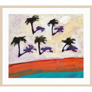 41" x 36" PalmTrees I by Paul Powis Wood Framed Wall Art Print - Amanti Art: Contemporary Acrylic Covered Lithograph, Hardwood Frame - 1 of 4