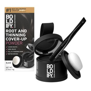 BOLDIFY Root Touch Up Powder with Brush, Covers Thinning Hair & Grays, Water-Resistant - Black - 1 of 4