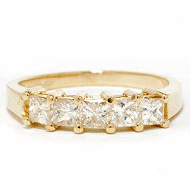 Pompeii3 1ct Princess Cut Diamond Anniversary 14K Gold Ring, 4 of 6