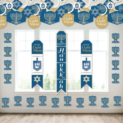 Big Dot of Happiness Happy Hanukkah - Wall and Door Hanging Decor - Chanukah Holiday Party Room Decoration Kit