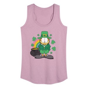 Women's - Garfield - Rainbow Shamrocks Graphic Racerback Tank - 1 of 4