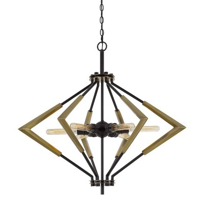 28" x 34" 6 Light Metal Malounta Chandelier Antique Brass - Cal Lighting