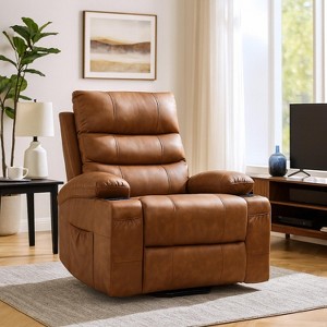 Homy Casa Recliner Chair with Cup Holders and Side Pockets for Living Room or Home Theater, Brown - 1 of 4