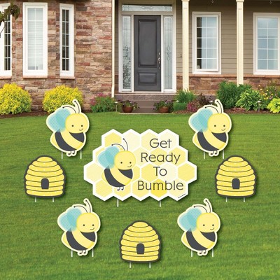 Big Dot of Happiness Honey Bee - Yard Sign & Outdoor Lawn Decorations - Baby Shower or Birthday Party Yard Signs - Set of 8