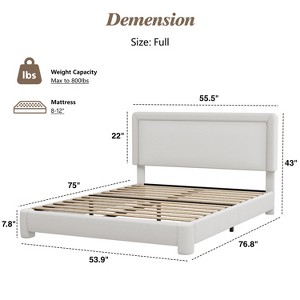 Vipbear Boucle Bed Frame,Upholstered Bed Frame With Headboard, Surface Cover Soft Cloud Bed Frame Easy Assembly, No Box Spring Required - 1 of 4