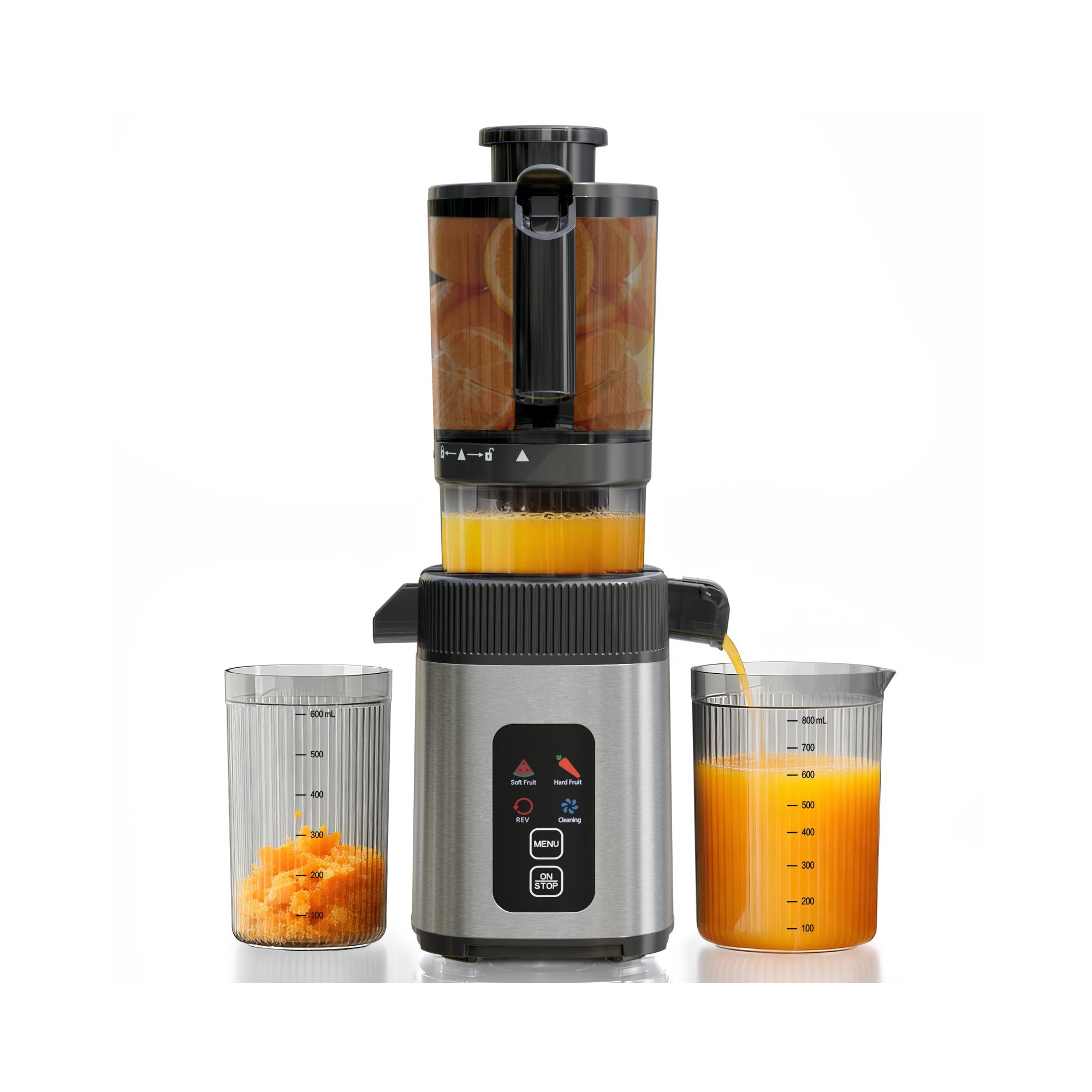 Slow Masticating Juicer with Touch Screen & 3 Speed Modes, 4.35" Large Feed Chute Cold Press Juicer for Whole Fruits and Vegetables