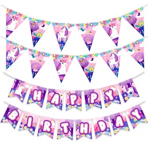 Treasures Gifted Unicorn Banner & Pennants Kit - Rainbow Unicorn Party Supplies - 1 of 1
