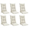 vidaXL Highback Outdoor Chair Cushions Set 6 Pack - Melange Cream Fabric - 47.2"x19.7"x2.8" - Soft Polyester - UV Resistant - Non-Slip Straps - 3 of 4