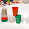 Christmas Plastic Drink Cups,featuring foil-stamped stars,gingerbread men,Santa Claus,and reindeer designs.16 oz reusable,12Pcs - 3 of 4